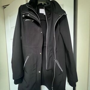 Jessica Simpson Double Zip-Front Trench Coat with Faux-fur Collar